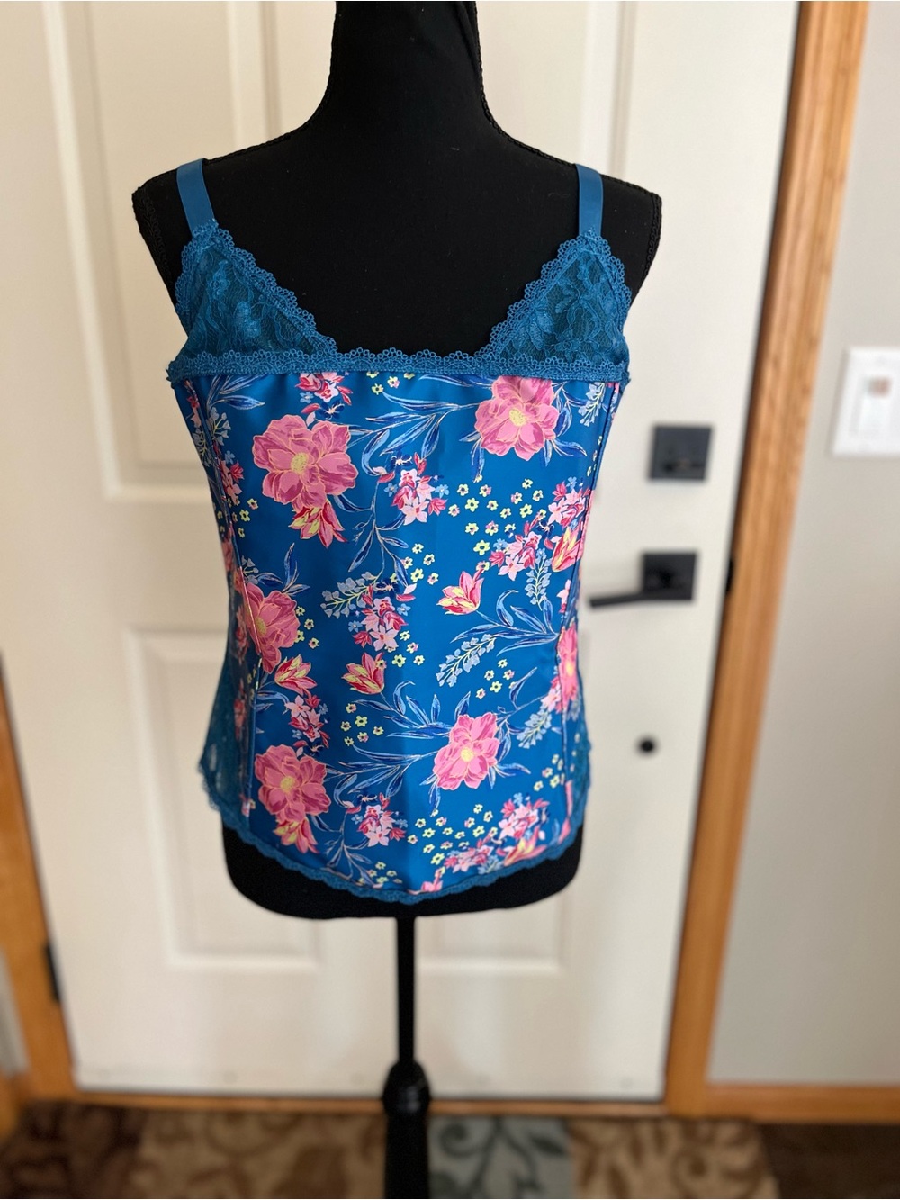 Women’s Adore Me Zoie corset blue floral adjustable straps side zipper. Size 2X